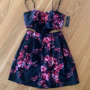 A Byer Printed Faux 2-Piece Party Dress